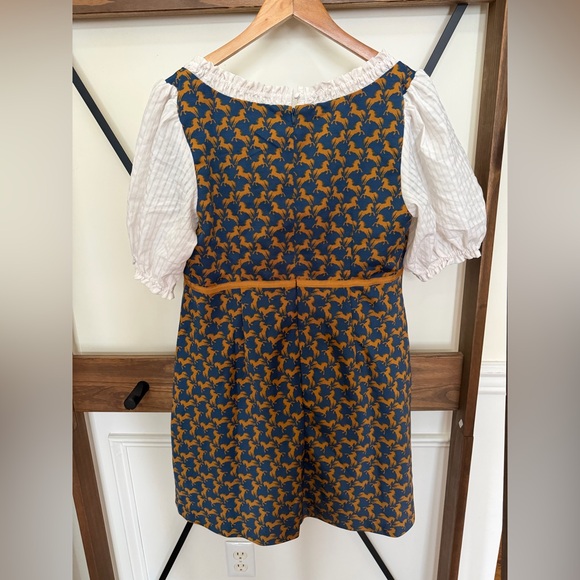 NWOT size Large Anthropologie Maeve Puff Sleeve Twofer mini horse print - Picture 5 of 6